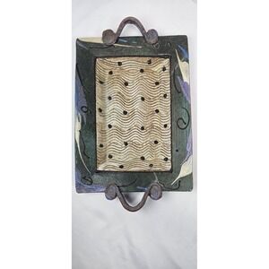 Vintage 80s Cunningham Pottery Cincinnati MCM Wall Hanging Plaque Art Ceramic